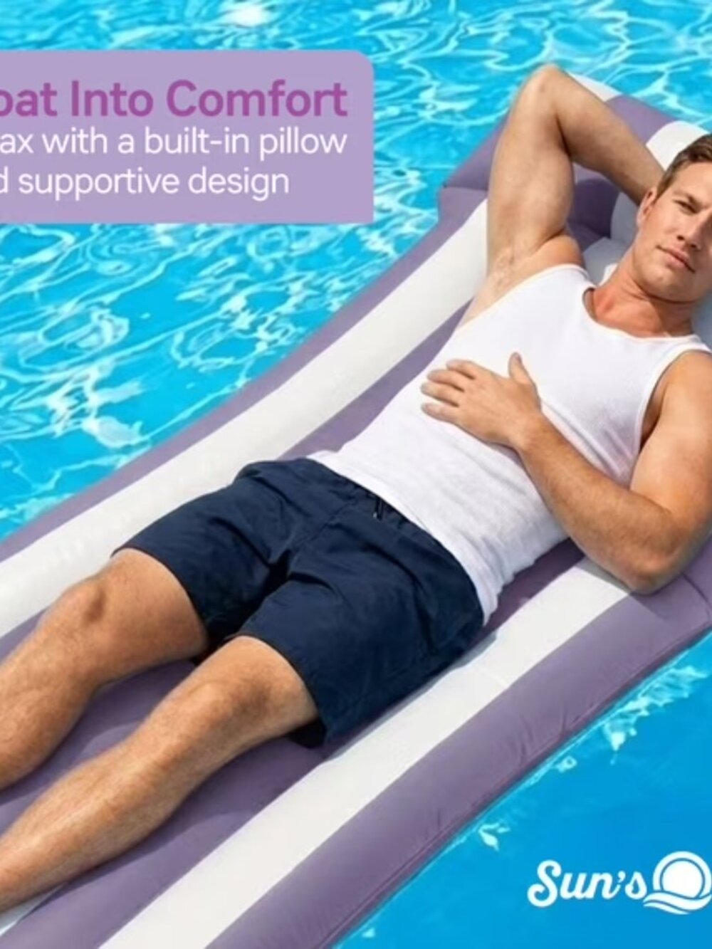 Sun's Out 70" Length Pool Lounger Purple Stripes - Picture 6 of 6